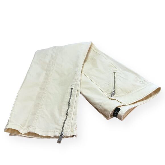 LAUREN RALPH LAUREN Ivory Ankle Zip Cropped Pants Slim Fit Mid Rise Biker - Picture 7 of 11